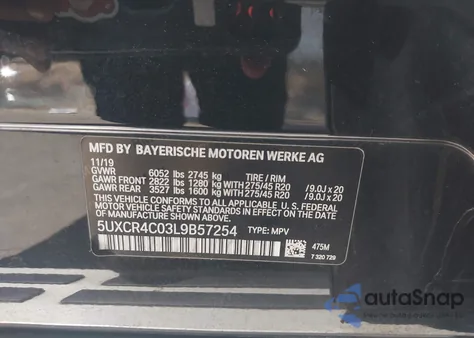 2020 BMW X5 Sdrive40I from USA, damaged, VIN 5UXCR4C03L9B57254